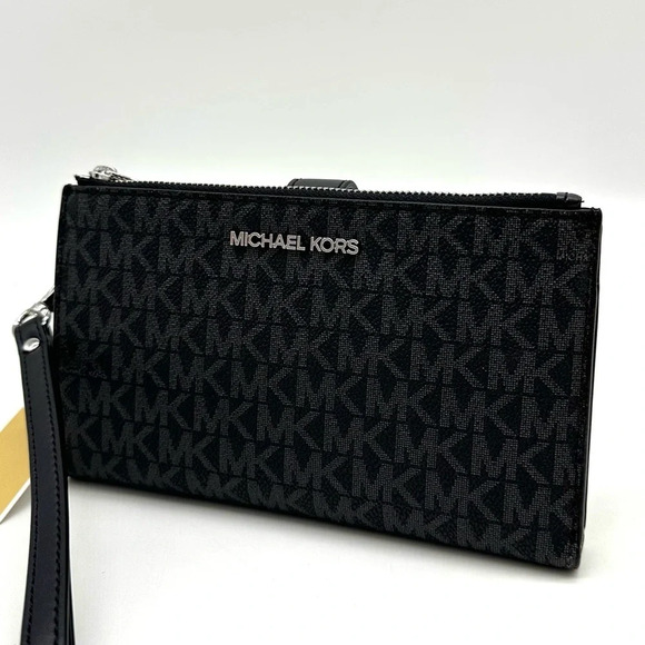 Michael Kors Large Double Zip Wallet Wristlet Black - Picture 2 of 9